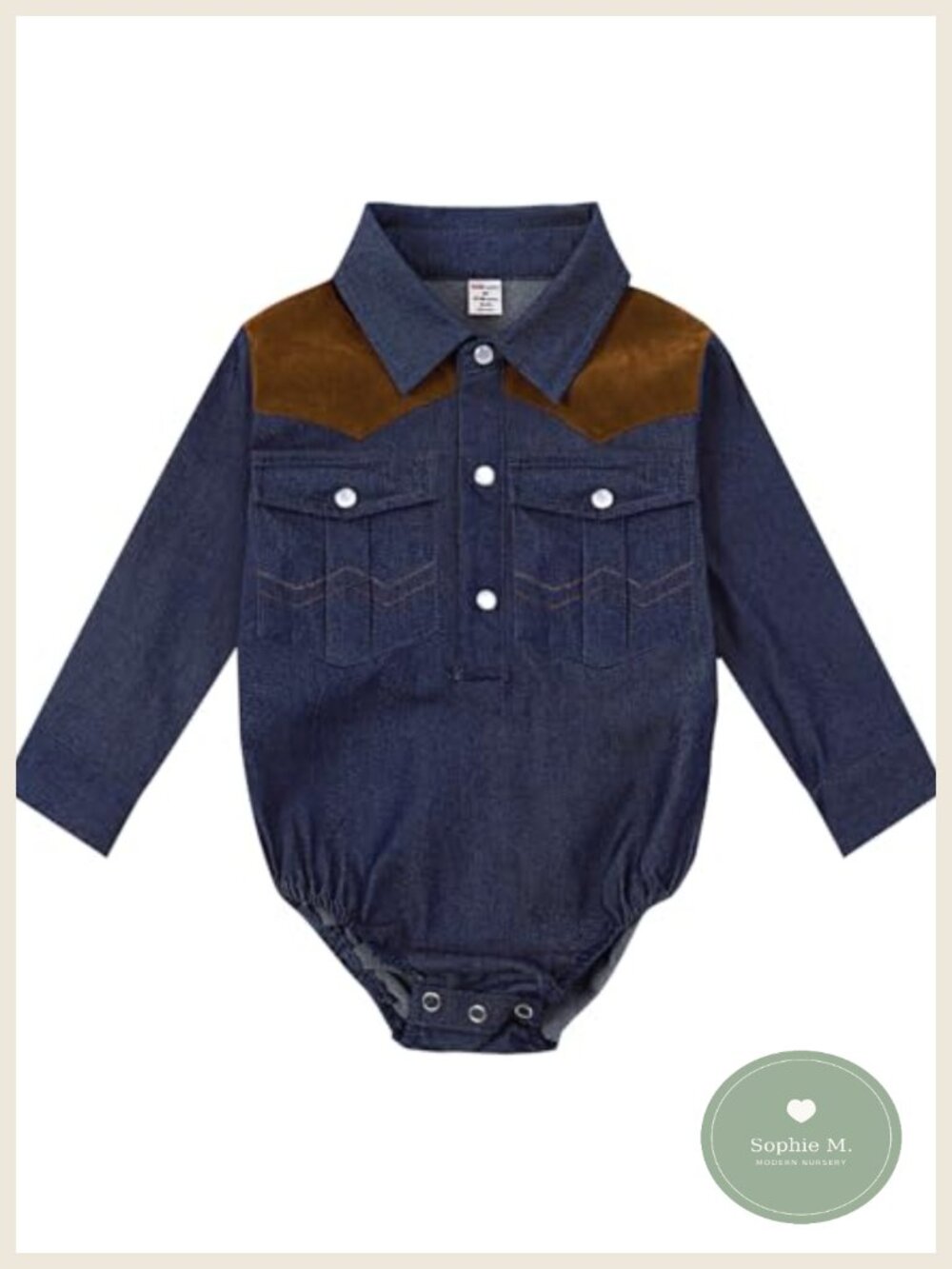 Baby Boys Western Long Sleeve Bodysuit Cotton Romper Cowboy
